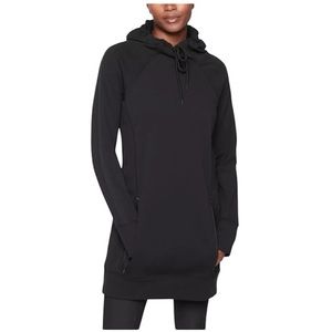 Athleta Victory Sweatshirt Dress Small Black Hoodie Zip Kangaroo Pocket
